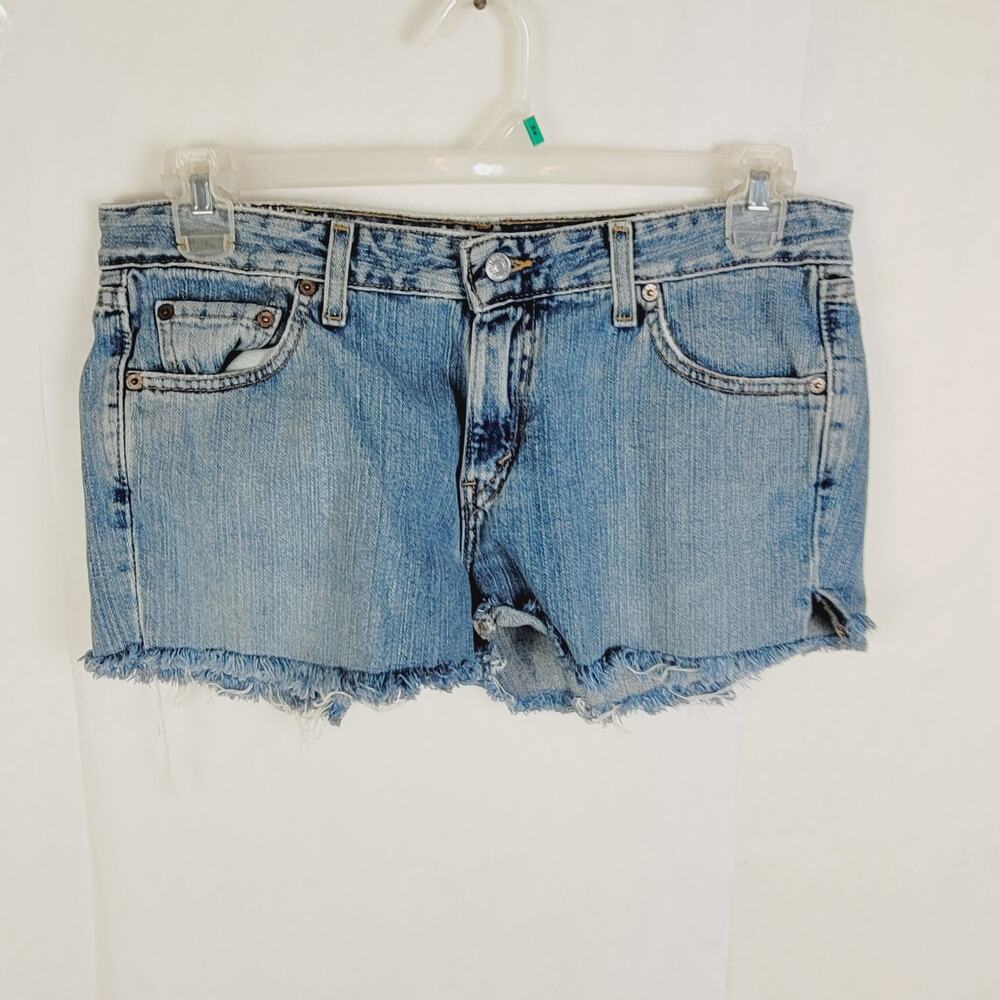 Levi's womens super low cut off mid wash jean shorts